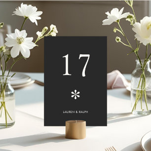 Charcoal Grey Chic Minimal Typography Wedding Table Number