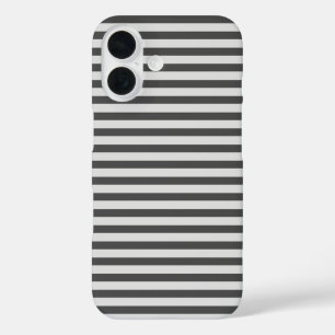 Charcoal & Grey Cute Horizontal Striped iPhone 16 Case