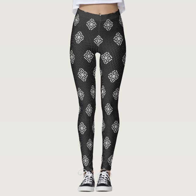 Charcoal Grey Diamond Snowflake Women's Leggings (Front)