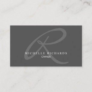 Charcoal Grey Elegant Minimalist Logo Business Card