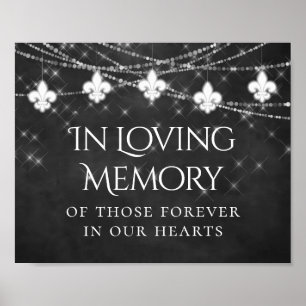 Charcoal Grey Fleur de Lis Light   Loving Memorial Poster
