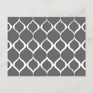 Charcoal Grey Geometric Ikat Tribal Print Pattern Postcard