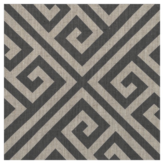 Charcoal Grey Greek Key Large Scale Fabric (Swatch)