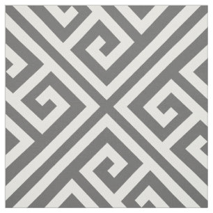 Charcoal Grey Greek Key Large Scale Fabric
