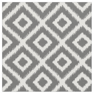 Charcoal Grey Ikat Diamonds Fabric