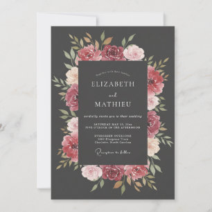 Charcoal Grey Lavish Winter Wedding Invitation