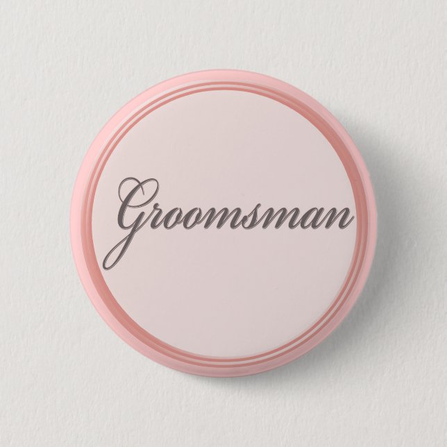 Charcoal grey light pink Groomsman button (Front)