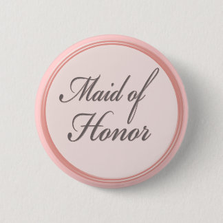 Charcoal grey light pink Maid of Honour button