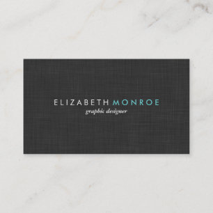 Charcoal Grey Linen Texture Sleek Simple Business Card