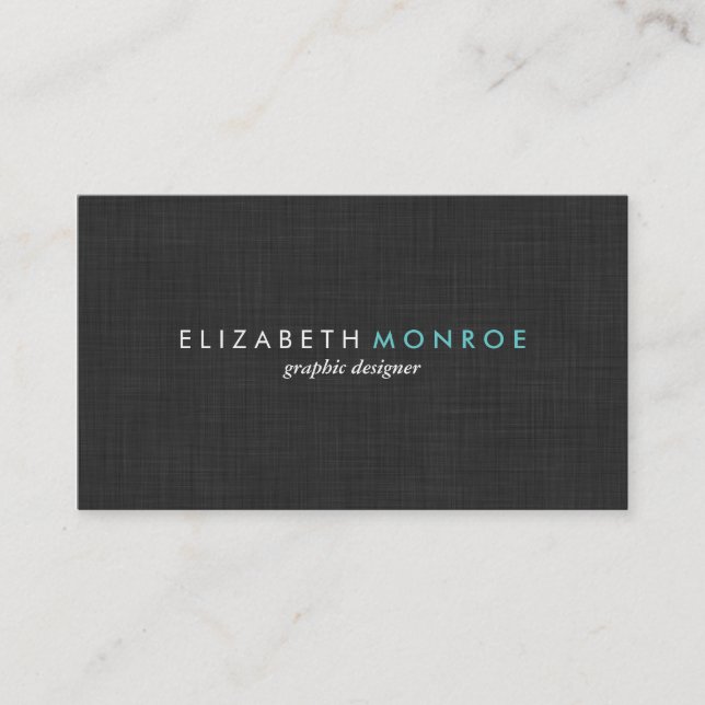 Charcoal Grey Linen Texture Sleek Simple Business Card (Front)