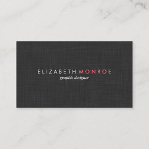 Charcoal Grey Linen Texture Sleek Simple Business Card