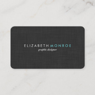 Charcoal Grey Linen Texture Sleek Simple Business Card