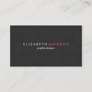Charcoal Grey Linen Texture Sleek Simple Business Card
