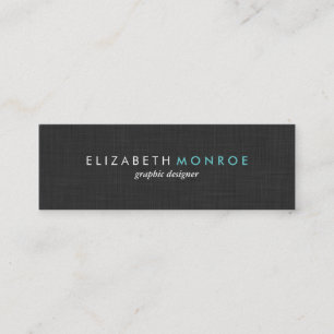 Charcoal Grey Linen Texture Sleek Simple Mini Business Card