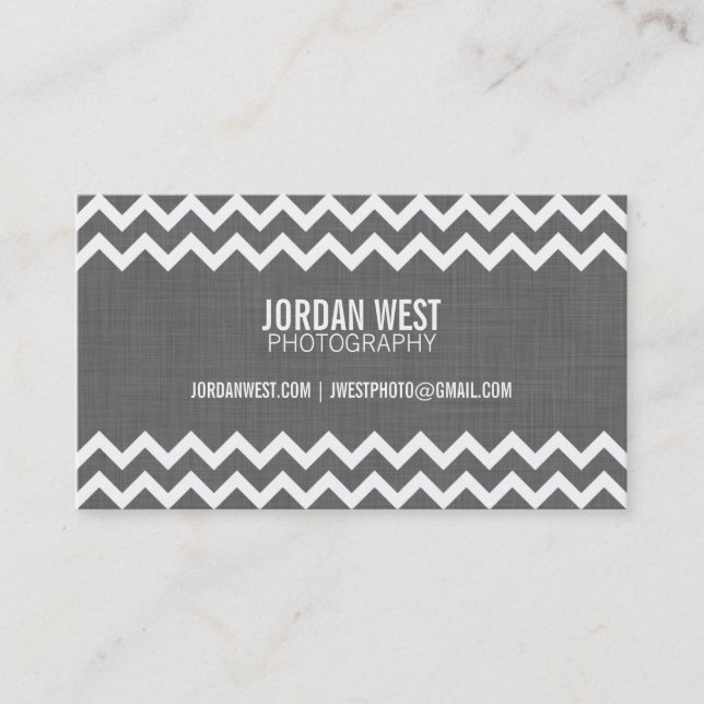 Charcoal Grey Modern Chevron Business Card (Front)
