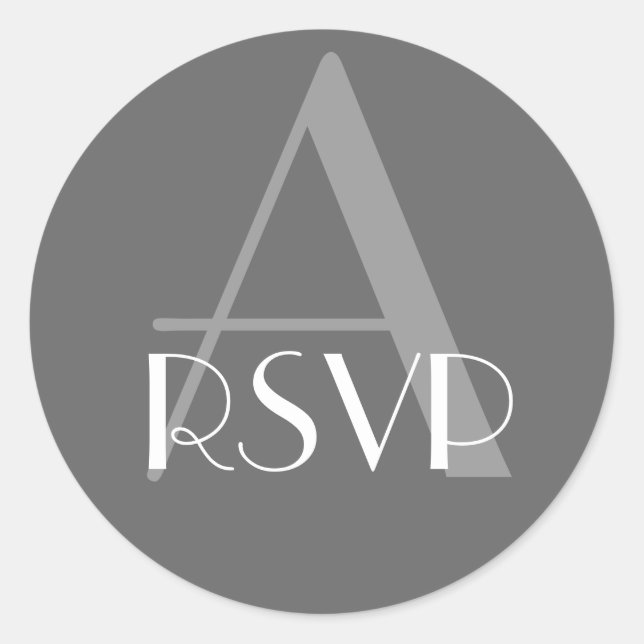 Charcoal Grey Monogram A  RSVP Seal (Front)