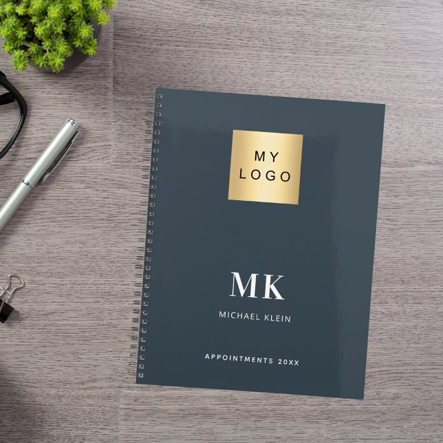 Charcoal grey monogram initials business 2026 planner (Creator Uploaded)