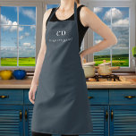 Charcoal grey monogram name business apron<br><div class="desc">A classic charcoal grey background. Personalise and add your monogram initials and name. Modern white block letters.</div>