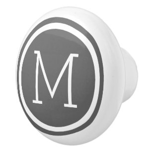 Charcoal Grey Monogram Personalised Drawer Knob