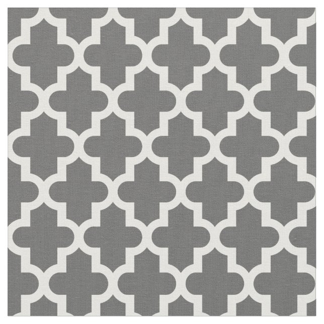 Charcoal Grey Moroccan Print Fabric (Close Up)