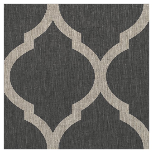 Charcoal Grey Moroccan Quatrefoil Large Scale Fabric (Swatch)
