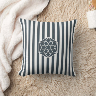 Charcoal Grey Moroccan Zellige Flower Symbol Cushion