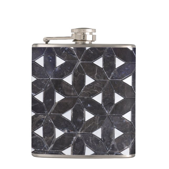 Charcoal Grey | mosaic | flower of life  Hip Flask (Front)