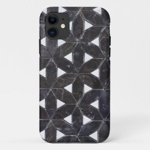 Charcoal Grey Mosaic flower of life pattern iPhone 11 Case