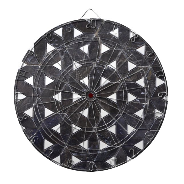Charcoal Grey Mosaic |  flower of life pattern Dartboard (Front)