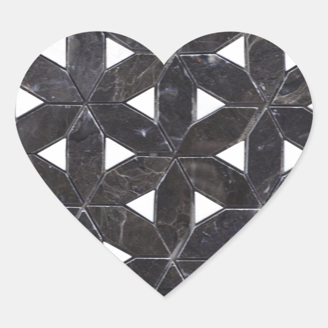 Charcoal Grey Mosaic |  flower of life pattern Heart Sticker (Front)