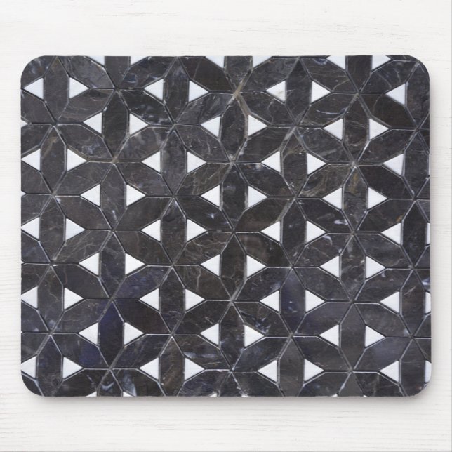 Charcoal Grey Mosaic |  flower of life pattern Mouse Mat (Front)
