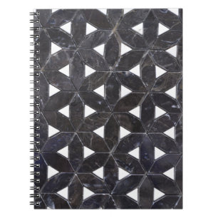 Charcoal Grey Mosaic flower of life pattern Notebook