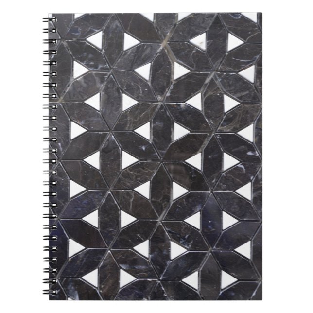 Charcoal Grey Mosaic |  flower of life pattern Notebook (Front)