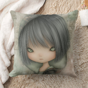 Charcoal Grey Moss Green Grunge Pink Gothic  Cushion
