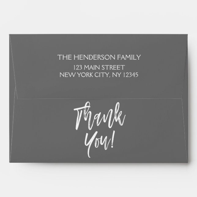 Charcoal Grey or Silver Thank You Envelope (Back (Top Flap))