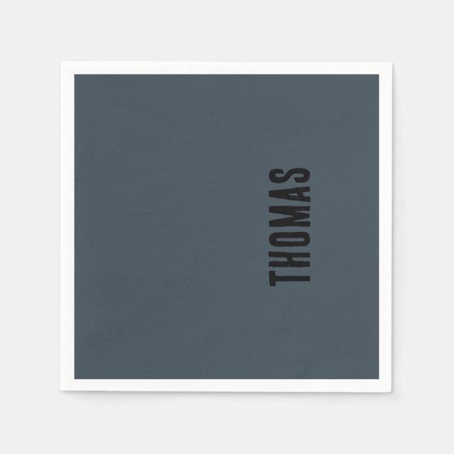 Charcoal Grey Personalised Minimalist Name Napkin (Front)