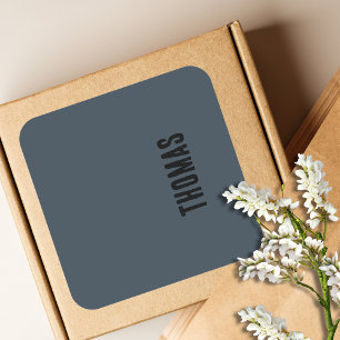 Charcoal Grey Personalised Minimalist Name Square Sticker