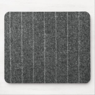 Charcoal Grey Pinstripe Tweed Slate Black Fabric Mouse Mat