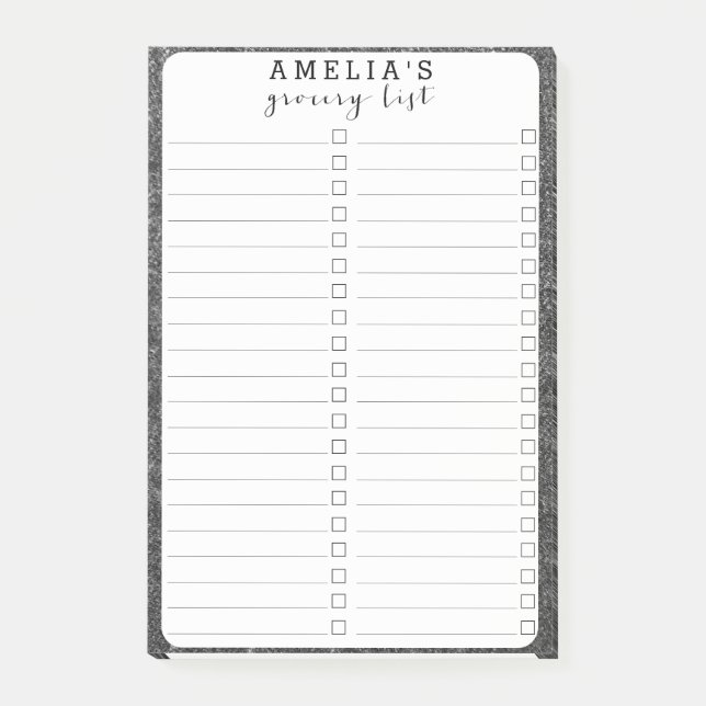 Charcoal Grey Pinstripe Tweed Slate Black Fabric Post-it Notes (Front)