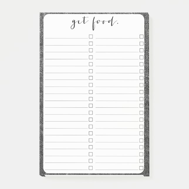 Charcoal Grey Pinstripe Tweed Slate Black Fabric Post-it Notes (Front)