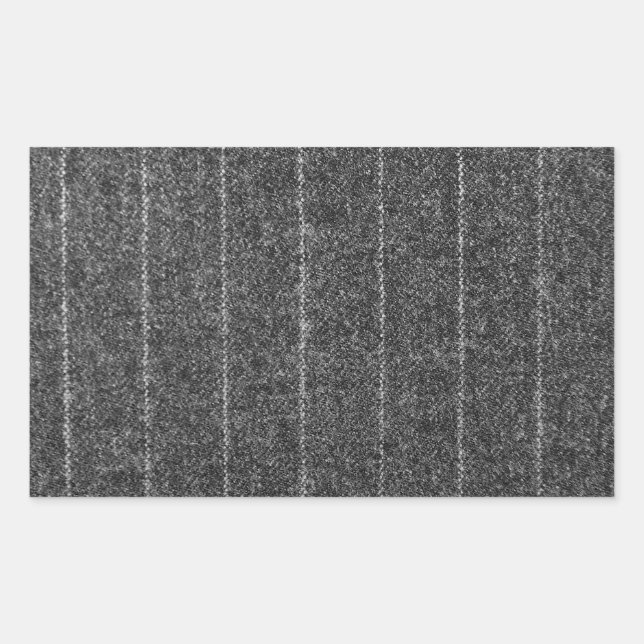 Charcoal Grey Pinstripe Tweed Slate Black Fabric Rectangular Sticker (Front)