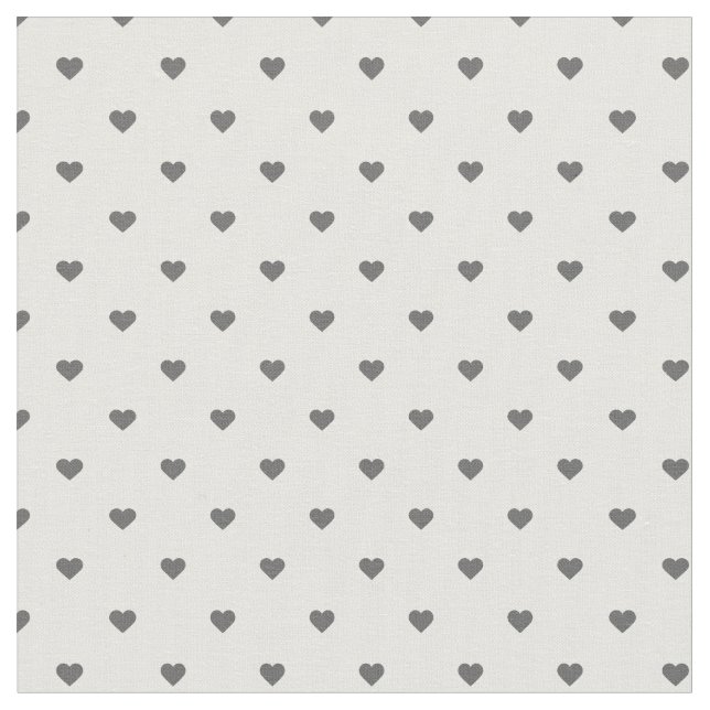 Charcoal Grey Polka Dot Hearts Fabric (Close Up)