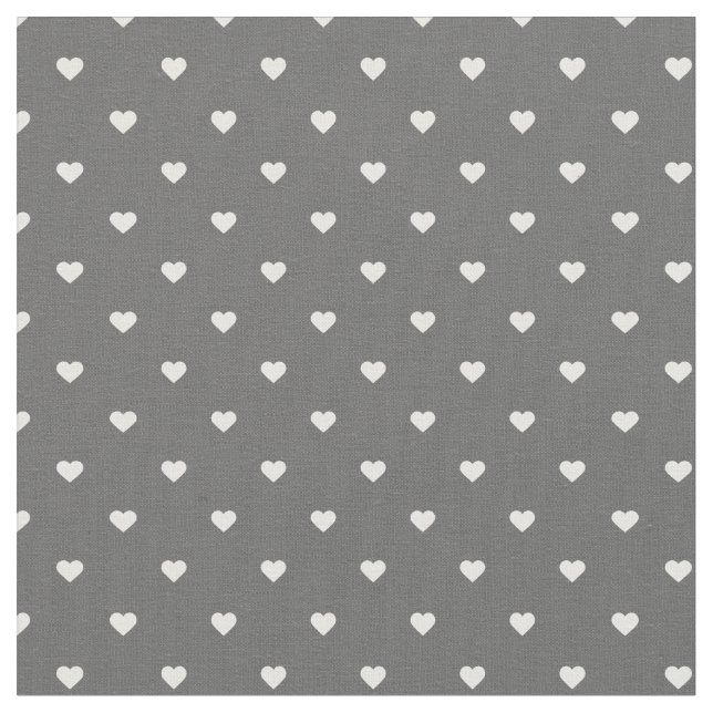 Charcoal Grey Polka Dot Hearts Fabric (Close Up)