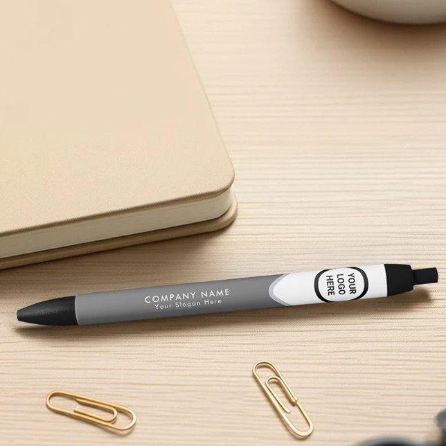 Charcoal Grey Promotional Merchandise Logo Branded Blue Ink Pen (Creator Uploaded)