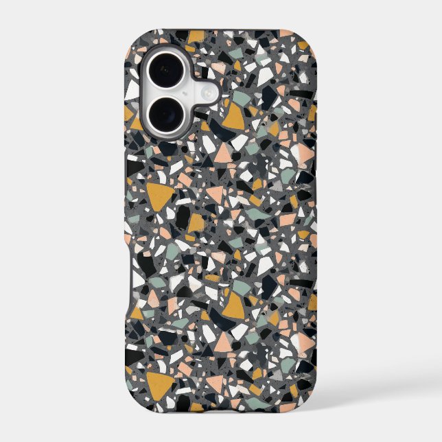 Charcoal Grey Sage Green and Gold Terrazzo (Back)