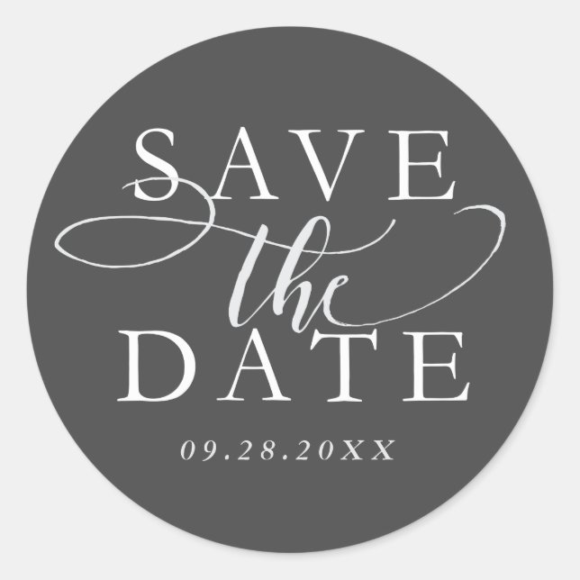 Charcoal grey save the date envelope seal (Front)