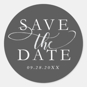 Charcoal grey save the date envelope seal
