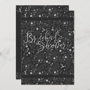 Charcoal Grey & Silver Elegant Bridal Shower Invitation