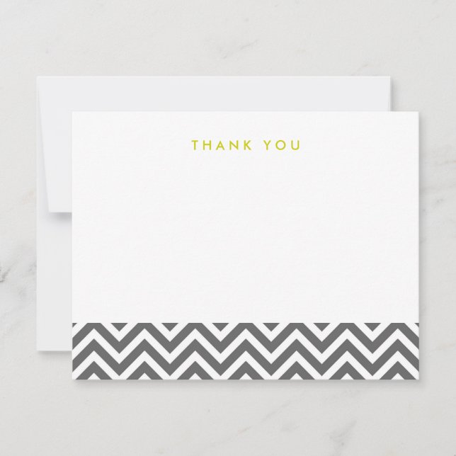 Charcoal Grey Simple Chevron Thank You Note Cards (Front)