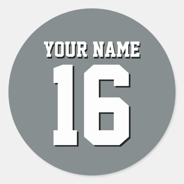 Charcoal Grey Sports Jersey Team Jersey Classic Round Sticker (Front)